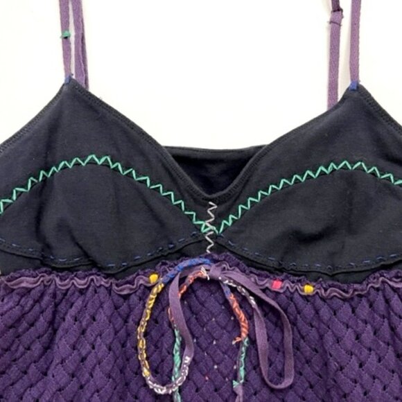 Free People Purple Basket Weave Mini Sundress w/ Spaghetti Straps - Picture 3 of 7